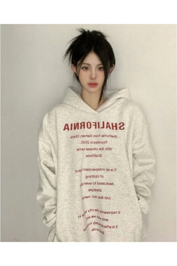 Fall Oversized Typography Statement Hoodie - 2000s Fashion Nostalgia Outfit