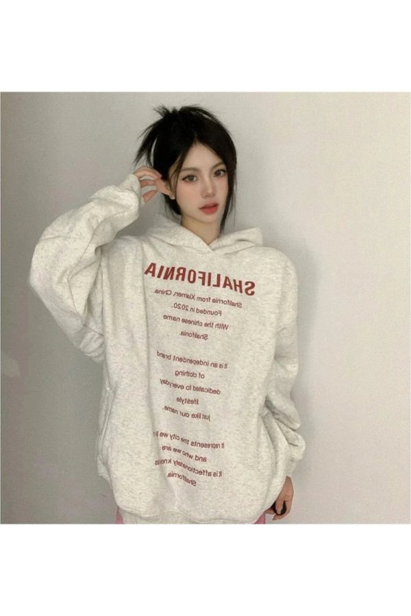 Fall Oversized Typography Statement Hoodie - 2000s Fashion Nostalgia Outfit