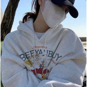 Fall Retro Cartoon Graphic Hoodie - 2000s Fashion Inspired Outfit