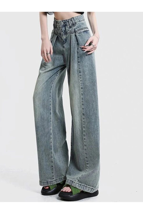 Fall Ultra Wide-Leg Baggy Jeans - 2000s Fashion Nostalgia Outfit