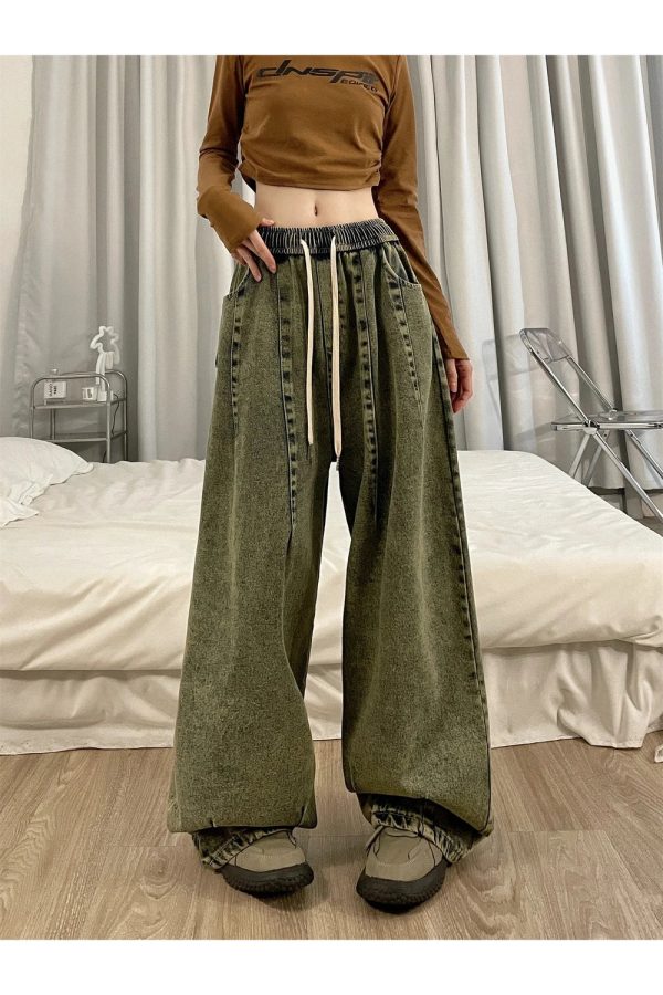 Fall Ultra-Wide Vintage Cargo Jeans - 2000s Fashion Nostalgia Outfit