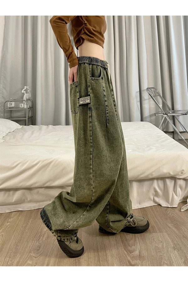 Fall Ultra-Wide Vintage Cargo Jeans - 2000s Fashion Nostalgia Outfit