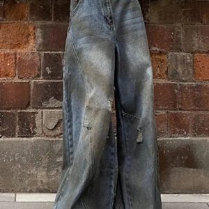 Fall Urban Edge Wide-Leg Jeans - 2000s Fashion Nostalgia Outfit