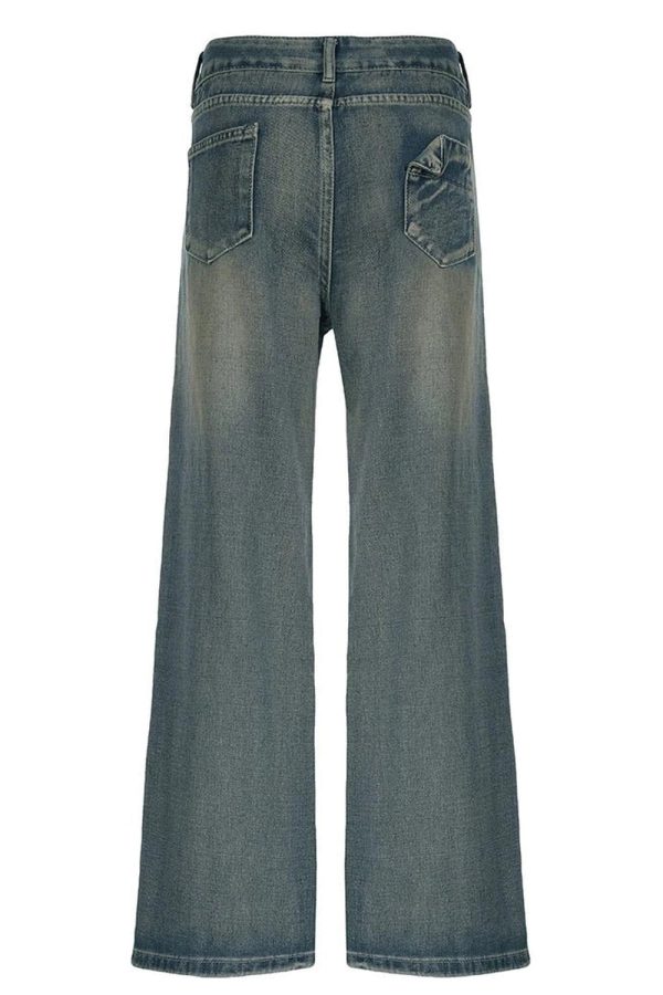 Fall Vintage Washed Baggy Jeans - 2000s Fashion Inspired Women's Outfit