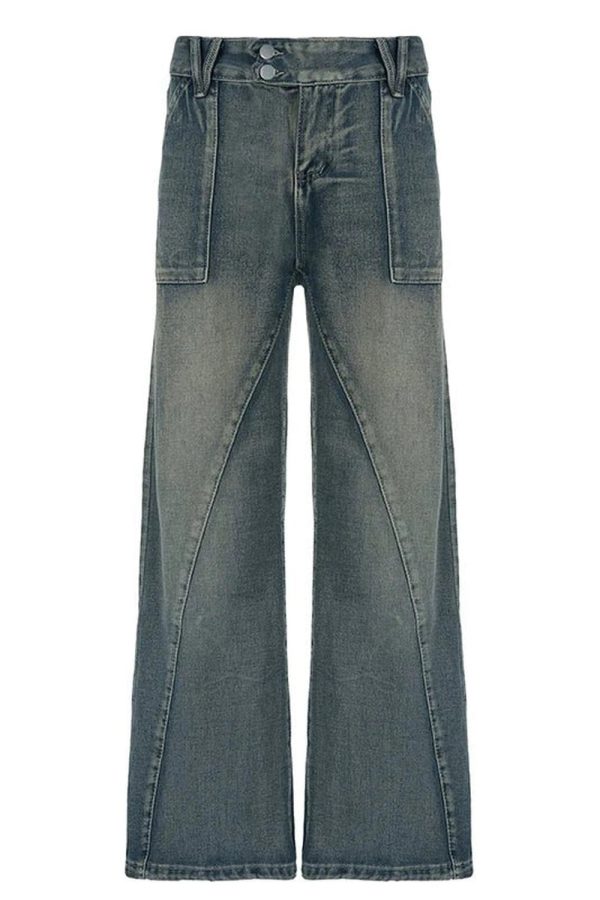 Fall Vintage Washed Baggy Jeans - 2000s Fashion Inspired Women's Outfit