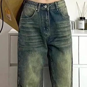 Fall Washed Low-Rise Baggy Jeans - 2000s Fashion Nostalgia Outfit