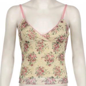 Floral Lace Vintage Top - 2000s Fashion Inspired Nostalgia Outfit