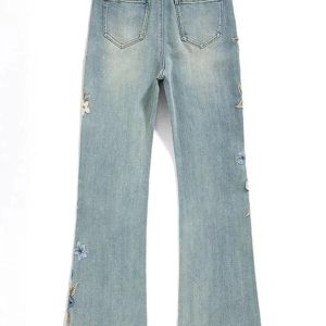 Floral Meadow Embroidered Jeans - 2000s Fashion Inspired Women's Outfit