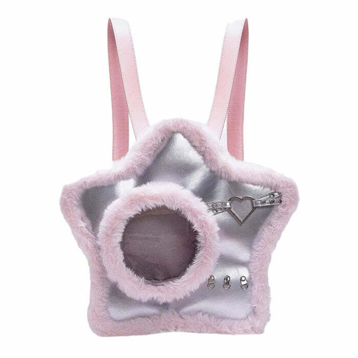 Furry Star-Shaped Backpack | 2000s Fashion, Y2K Aesthetic, Nostalgia Outfits