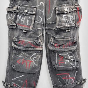 Graffiti Riot Cargo Jeans - 2000s Fashion, Y2K Aesthetic, Vintage Style