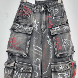 Graffiti Riot Cargo Jeans - 2000s Fashion, Y2K Aesthetic, Vintage Style