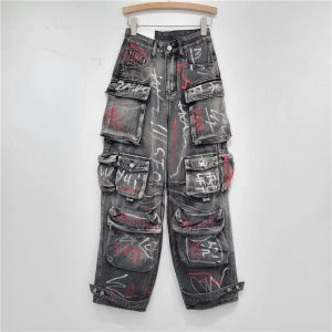 Graffiti Riot Cargo Jeans - 2000s Fashion, Y2K Aesthetic, Vintage Style