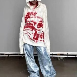 Grunge Graffiti Hoodie - 2000s Fashion, Y2K Aesthetic, Vintage Style