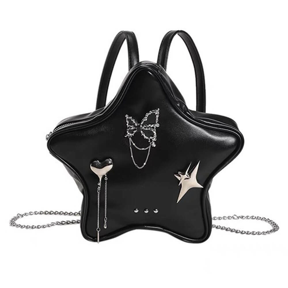 Grunge Star-Shaped Mini Backpack - 2000s Fashion & Y2K Aesthetic