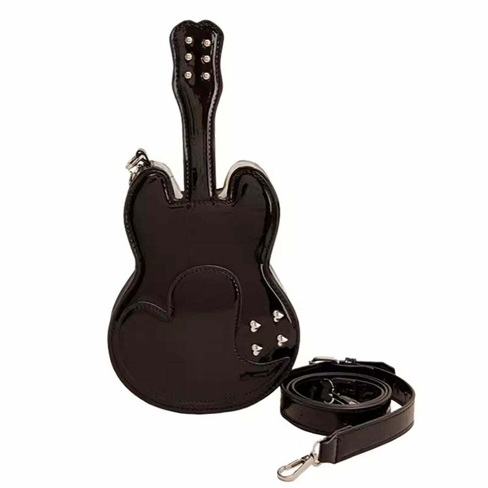 Guitar Shaped Crossbody Bag - 2000s Fashion Inspired Y2K Aesthetic Bag