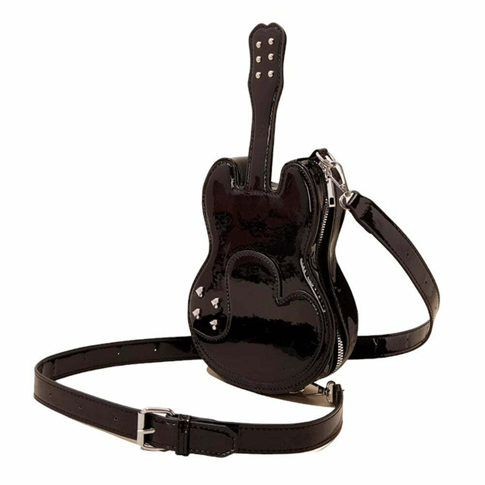 Guitar Shaped Crossbody Bag - 2000s Fashion Inspired Y2K Aesthetic Bag