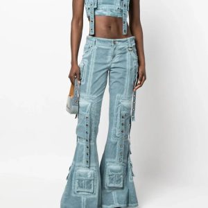 Hybrid Harness Split Jeans - 2000s Fashion, Y2K Aesthetic, Trashy Party Outfit