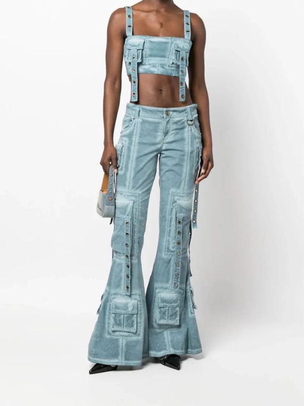 Hybrid Harness Split Jeans - 2000s Fashion, Y2K Aesthetic, Trashy Party Outfit