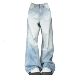 Light Wash Oversized Baggy Jeans - 2000s Fashion Nostalgia Outfit