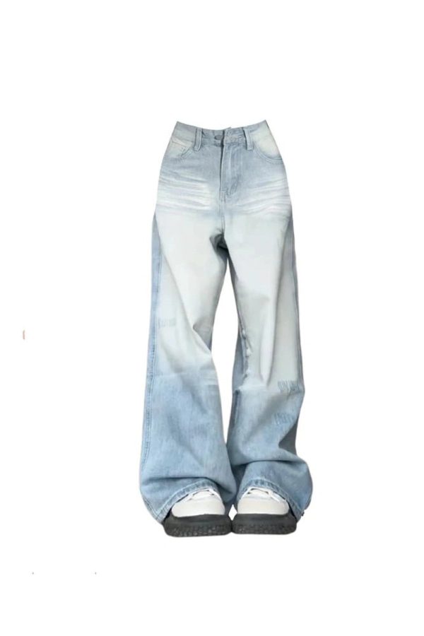 Light Wash Oversized Baggy Jeans - 2000s Fashion Nostalgia Outfit