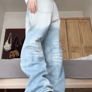 Light Wash Oversized Baggy Jeans - 2000s Fashion Nostalgia Outfit