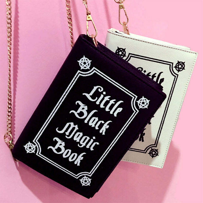 Little Black Magic Book Bag - 2000s Fashion Nostalgia & Y2K Aesthetic