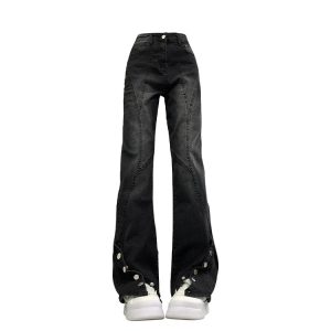 Midnight Flare Snap Jeans - 2000s Fashion Inspired Winter Outfits