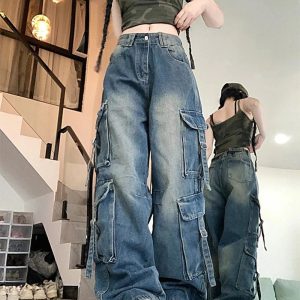 Midnight Utility Cargo Jeans - 2000s Fashion Inspired Winter Outfits