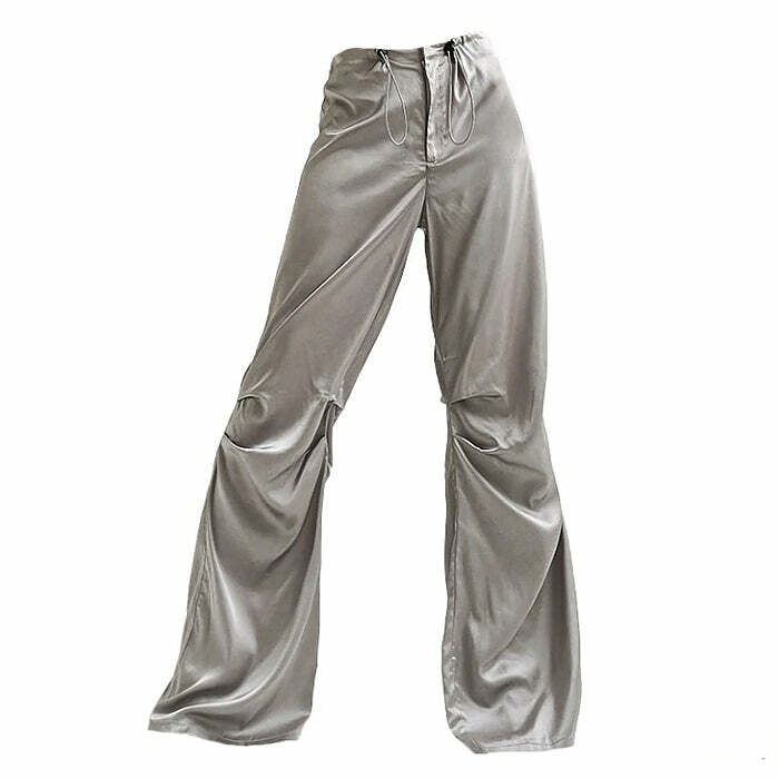 Miracle Satin Wide Pants - 2000s Fashion, Y2K Aesthetic, Vintage Style