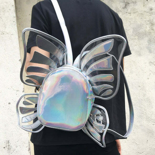 No emoji Butterfly Backpack - 2000s Fashion Nostalgia Outfit, Y2K Style Bag