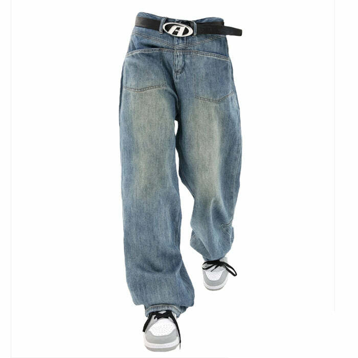 Nonconformist Wide Jeans - 2000s Fashion, Y2K Aesthetic, Vintage Style