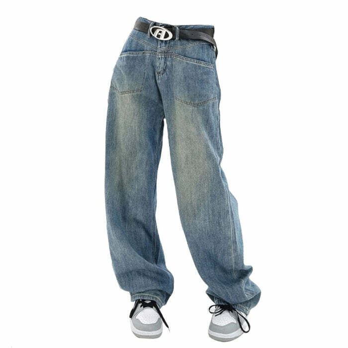 Nonconformist Wide Jeans - 2000s Fashion, Y2K Aesthetic, Vintage Style