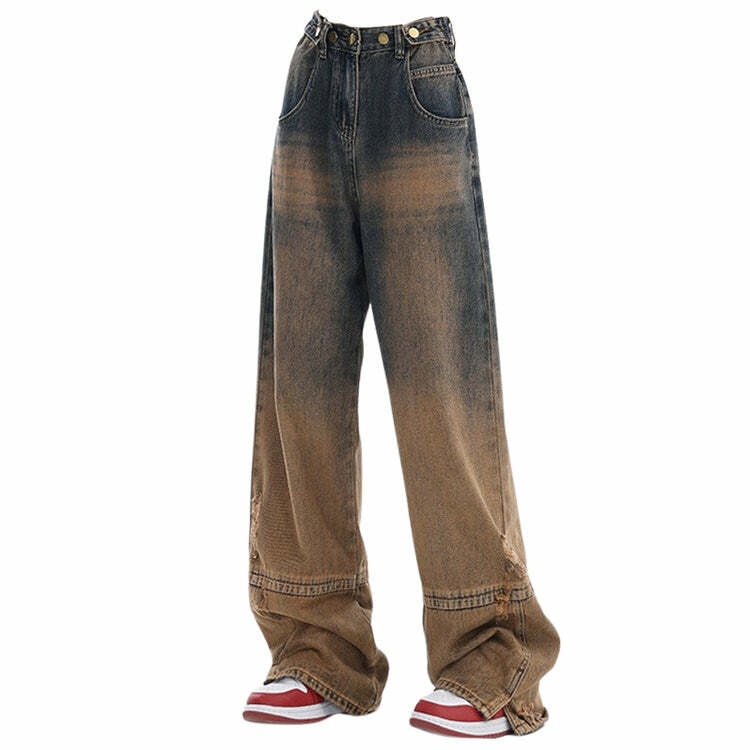 One Way Ticket Brown Aesthetic Jeans - 2000s Fashion Nostalgia Outfit