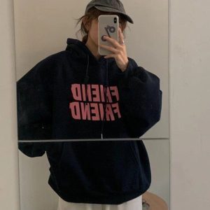 Oversized Friend Graphic Hoodie - 2000s Fashion Nostalgia Outfit for Women