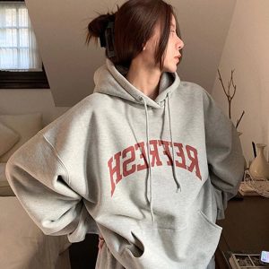 Oversized Maroon Graphic Hoodie - 2000s Fashion Nostalgia Outfit