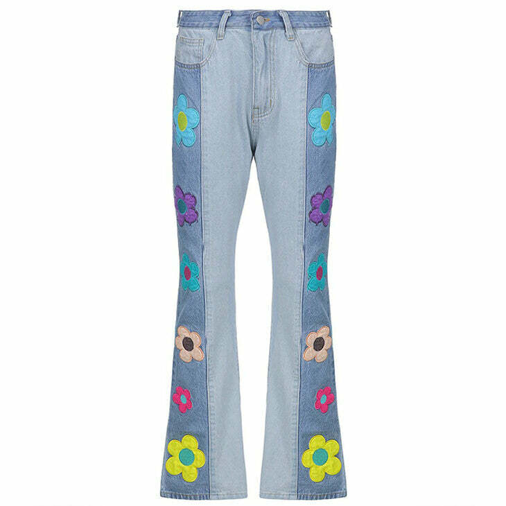 Peace & Petals Indie Kid Jeans - 2000s Fashion, Y2K Aesthetic Outfit