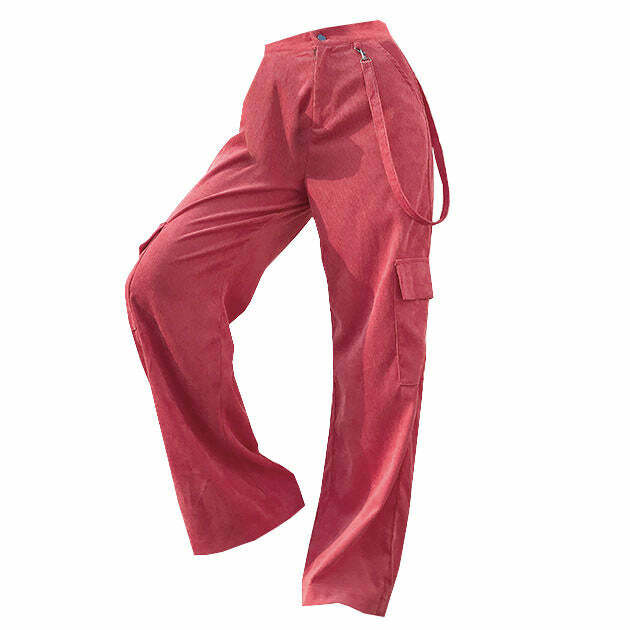 Pink Cord Cargo Pants - 2000s Fashion, Nostalgia Outfits, Y2K Aesthetic