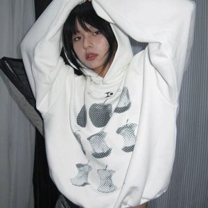 Pixel Core Apple Hoodie - 2000s Fashion, Y2K Aesthetic, Nostalgia Outfits