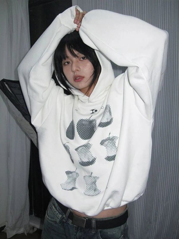 Pixel Core Apple Hoodie - 2000s Fashion, Y2K Aesthetic, Nostalgia Outfits