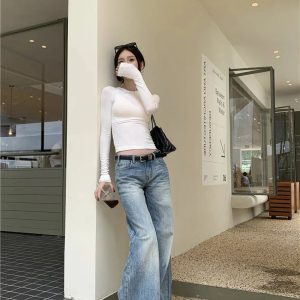 Retro High-Waisted Wide-Leg Jeans for 2000s Fashion & Nostalgia Outfits