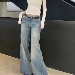 Retro High-Waisted Wide-Leg Jeans for 2000s Fashion & Nostalgia Outfits