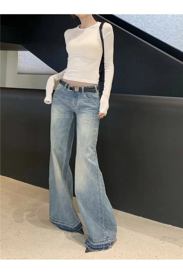 Retro High-Waisted Wide-Leg Jeans for 2000s Fashion & Nostalgia Outfits