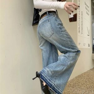 Retro High-Waisted Wide-Leg Jeans for 2000s Fashion & Nostalgia Outfits