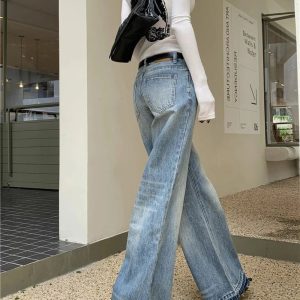 Retro High-Waisted Wide-Leg Jeans for 2000s Fashion & Nostalgia Outfits