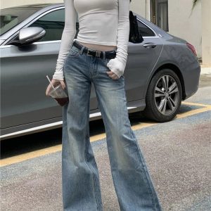 Retro High-Waisted Wide-Leg Jeans for 2000s Fashion & Nostalgia Outfits