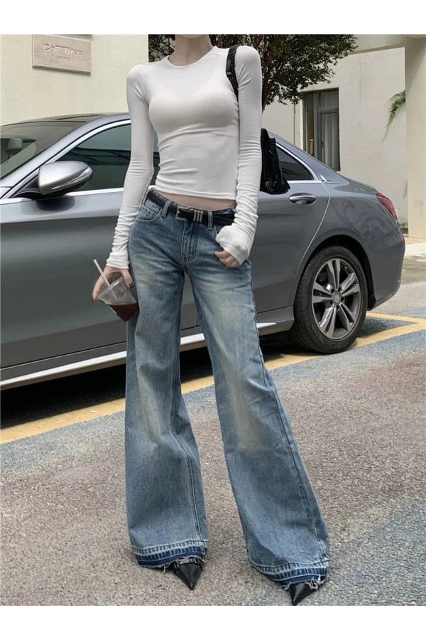 Retro High-Waisted Wide-Leg Jeans for 2000s Fashion & Nostalgia Outfits