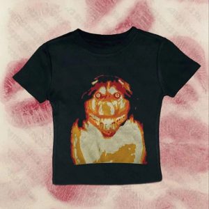 Retro Horror Graphic Baby Top | 2000s Fashion Nostalgia Outfit for Women