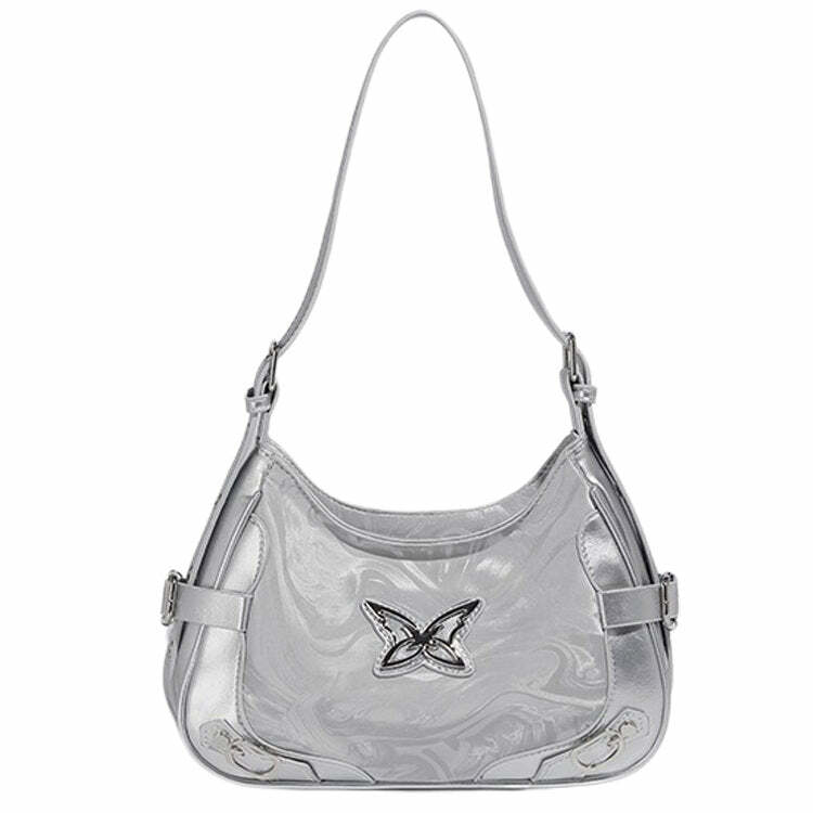 Silver Butterfly Shoulder Bag - 2000s Fashion Inspired Nostalgia Accessory