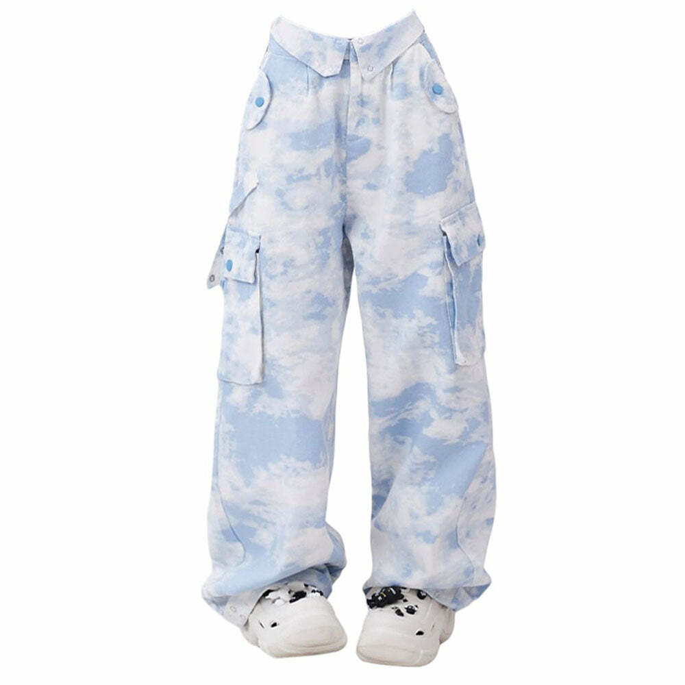 Sky Blue Cargo Pants - 2000s Fashion Inspired Outfit for Nostalgic Style