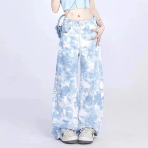 Sky Wash Wide-Leg Jeans - 2000s Fashion, Nostalgia 2000s Outfits